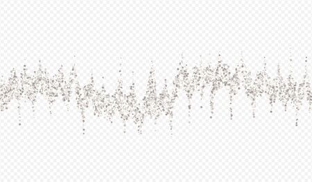 White Sequin Paper Transparent Background. Light Glow Backdrop. Silver Polka Anniversary Invitation. Sparkle Festive Card.のイラスト素材