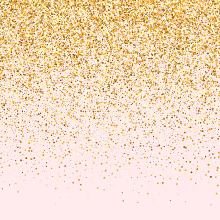 Yellow Dot Glamour Pink Background. Luxury Confetti Postcard. Golden Sparkle Rich Wallpaper. Circle Bridal Invitation.のイラスト素材