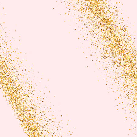 Gold Circle Vector Pink Background. Modern Dust Illustration. Golden Sparkle Festive Design. Round Shiny Background.のイラスト素材