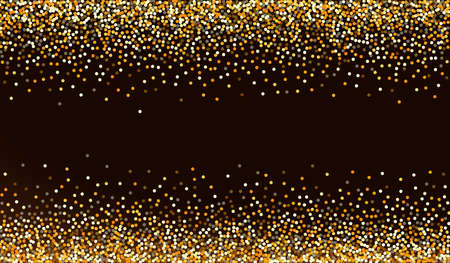 Gold Shine Luxury Brown Dark Background. Holiday Glow Backdrop. Golden Sequin Abstract Banner. Rain Light Pattern.のイラスト素材