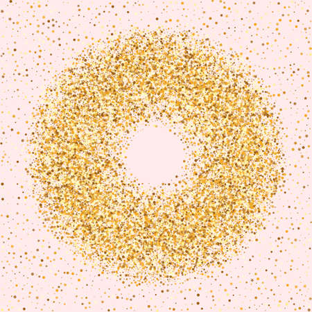 Yellow Confetti Vector Pink Background. Festive Dot Postcard. Gold Splash Art Design. Rain Bright Invitation.のイラスト素材