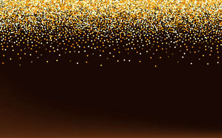 Yellow Shine Light Brown Dark Background. Effect Glow Postcard. Gold Circle Bright Banner. Rain Falling Pattern.のイラスト素材