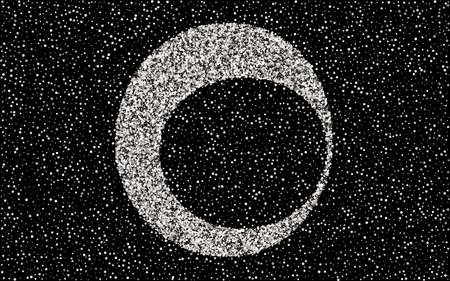 Silver Confetti Vector Black Background. Holiday Polka Backdrop. White Sequin Light Design. Sparkle...