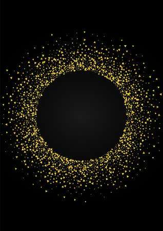 Golden Sparkle Falling Black Background. Abstract Sequin Pattern. Gold Triangle Rich Postcard. Shard Modern Illustration.のイラスト素材
