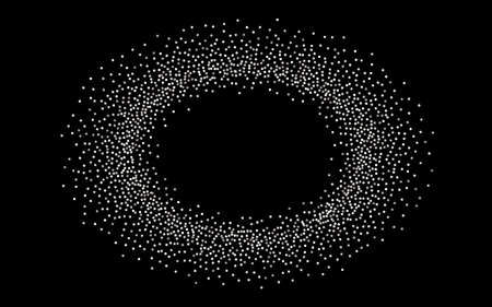 Silver Dot Festive Black Background. Luxury Sequin Texture. White Round Christmas Illustration. Glow Golden Banner.のイラスト素材