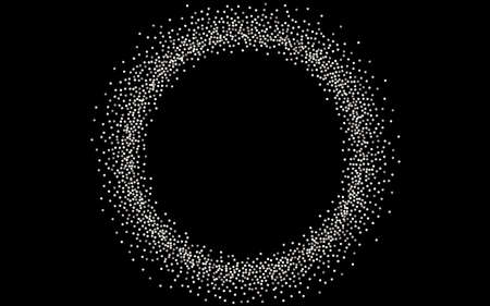 White Glow Modern Black Background. Abstract Polka Wallpaper. Silver Shine Holiday Pattern. Round Falling Card.のイラスト素材