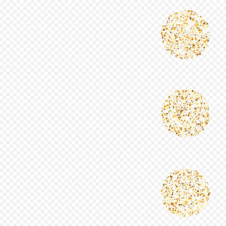 Golden Sparkle Art Transparent Background. Light Polka Pattern. Yellow Rain Christmas Background. Confetti Holiday Banner.のイラスト素材