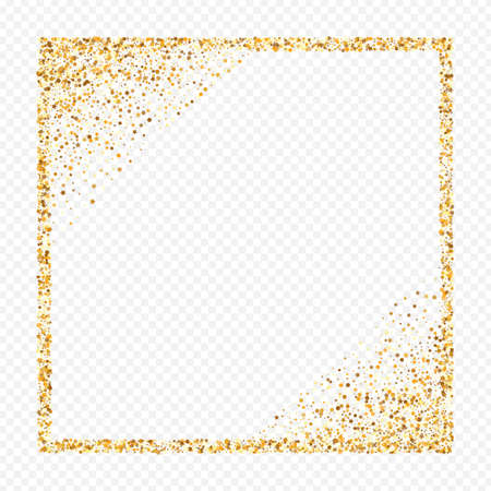 Yellow Shine Paper Transparent Background. Christmas Sparkle Wallpaper. Golden Rain Shiny Card. Polka Happy Invitation.のイラスト素材