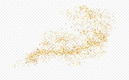 Gold Dust Golden Transparent Background. Modern Rain Pattern. Yellow Circle Bridal Banner. Dot Holiday Invitation.のイラスト素材