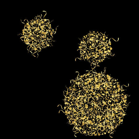 Yellow Spiral Swirl Vector Black Background. Isolated Serpentine Template. Star Abstract Branch. Golden Carnival Poster.のイラスト素材