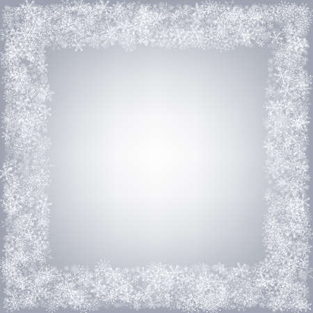 Silver Snowfall Vector Gray Background. Light Snowflake Backdrop. White Abstract Card. Christmas Snow Texture.のイラスト素材