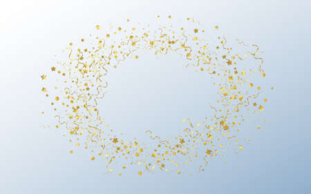 Yellow Spiral Paper Vector Gray Background. Party Star Illustration. Confetti Celebrate Invitation....
