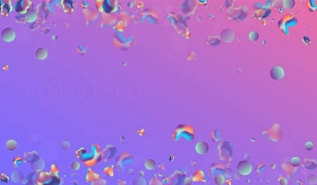 Iridescent Holography Splash on Blue Background.  Color Gradient Bubbles Design. Neon Shape Poster.のイラスト素材