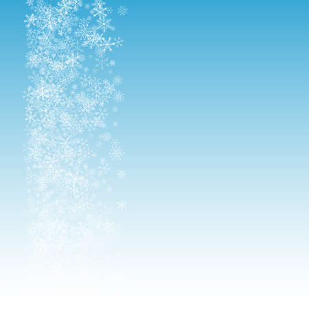Gray Snowfall Vector Blue Background. Sky Snow Texture. Silver Christmas Holiday. Xmas Snowflake Illustration.のイラスト素材
