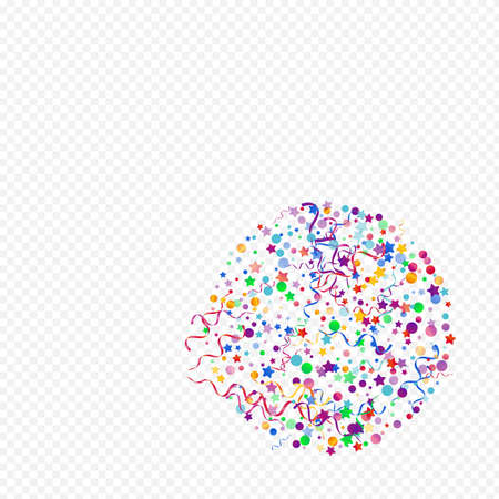 Red and Yellow Spiral Party Vector Panoramic Transparent Background. Abstract Confetti Branch. Circles Happy Template. Multi colored Shiny Design.のイラスト素材