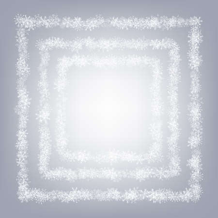 White Snowflake Vector Gray Background. magic Snowfall Banner. Gray Abstract Card. Xmas Snow Design.のイラスト素材