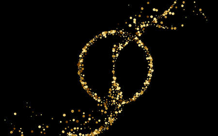 Yellow Shine Happy Vector Black Background. Falling Splash Design. Gold Circle Isolated Pattern. Dust Shiny Background.のイラスト素材
