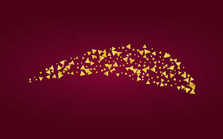 Gold Rain Abstract Burgundy Background. Festive Splash Banner. Yellow Confetti Golden Backdrop. Triangle Art Wallpaper.のイラスト素材