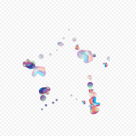 Holographic Bubbles Creative Vector Transparent Background. Cosmic Fluid Cover. Light Plastic Blob Placard. Neon Fashion Pattern.のイラスト素材