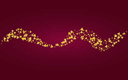Golden Rain Vector Burgundy Background. Shiny Sparkle Design. Yellow Shards Paper Banner. Confetti...