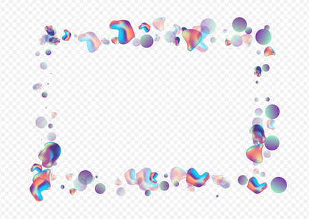 Hologram 3d Memphis Vector Transparent Background. Geometric Liquid Placard. Holographic Hipster Bubble Layout. Iridescent Graphic Flyer.のイラスト素材