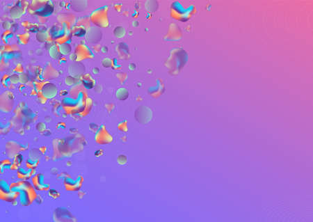 Hologram Liquid Graphic Vector Blue Background. Plastic Holography Flyer. Color Splash 3d Banner....