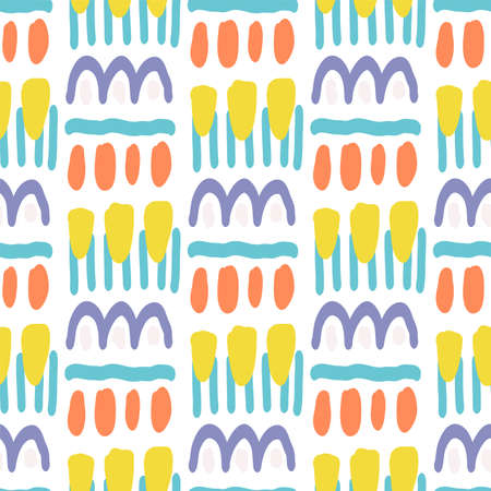Bright Artwork Artist Vector Seamless Pattern. African Brush Texture. Motley Shapes Illustration....