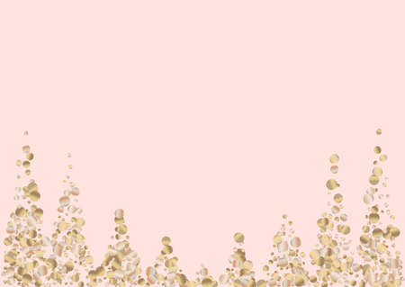 Yellow Sequin Golden Pink Background. Shiny Splash Postcard. Golden Round Isolated Design. Dust Abstract Wallpaper.のイラスト素材
