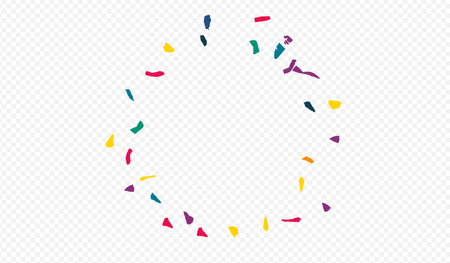 Orange Elements Decoration Transparent Background. Christmas Particles Card. Carnival Confetti Illustration. Yellow Colored Paper Celebration Design.のイラスト素材