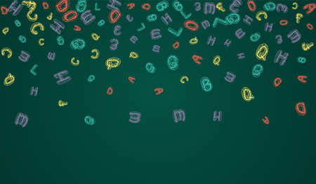 Text Chalkboard Vector Green Background. Chalk Decorative Design. Drawing Drawn School Board Texture. Educate Type.のイラスト素材