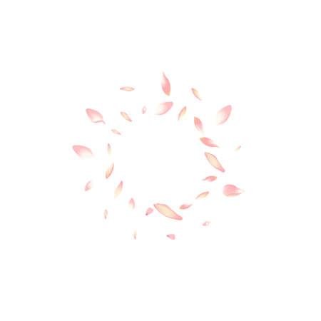 Pink Rose Petal Vector White Background. Pastel Modern Flower Petal Design. Sakura Petal Beauty Cover. Floral Cherry Petal Illustration.のイラスト素材