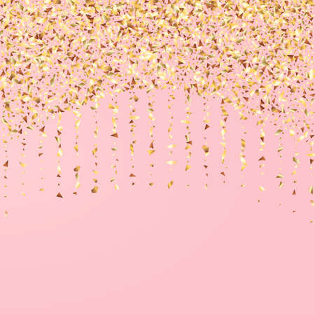 Gold Dust Golden Vector Pink Background. Luxury Splash Backdrop. Golden Sequin Rich Wallpaper. Glow Shiny Invitation.のイラスト素材