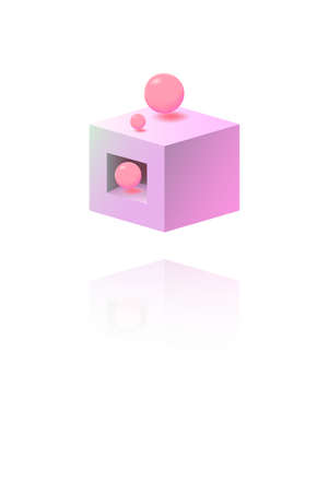 Bright Figure Holographic Vector White Background. Gradient Rhombus Design. Pink Graphic Pattern. Salmon color Polygon Template.のイラスト素材