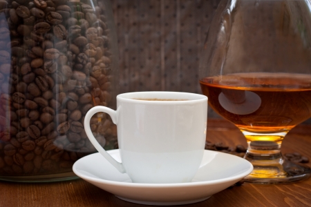 cup of coffee and cognac の写真素材