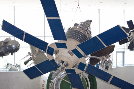 communication satellite  Lightning  in space exploration museum in Kaluga, Russia のeditorial素材
