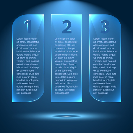 Abstract glossy and glowing options, steps 1 2 3. Trendy style vectorのイラスト素材