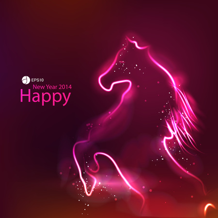 Horse glowing dark background vectorのイラスト素材