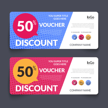 discount voucher design template with colorful halftone pattern gift certificate for business