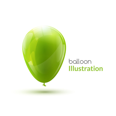 Green shiny glossy balloon, vector illustration.のイラスト素材