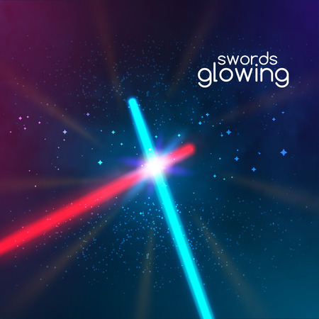 Crossed light swords on black background.のイラスト素材