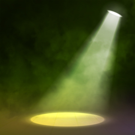 Lantern spotlight illuminates wooden scene. red color. Vector illustartion.のイラスト素材