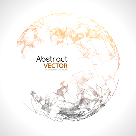 Abstract  colorful sphere. Futuristic techno style. Trendy background for business presentations. Flying triangles.のイラスト素材