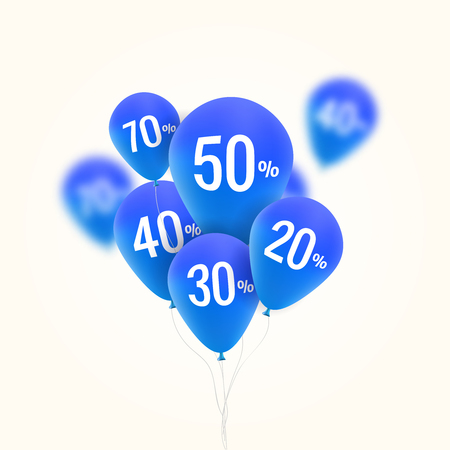 Baloons Discount. SALE concept for shop market store advertisement commerce. Market discount, blue baloon, sale balloons. business conceptのイラスト素材