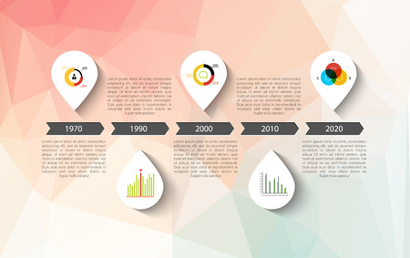 Infographic timeline design, concept - template with points. Idea to display information, ranking and statistics with orginal and modern styleのイラスト素材