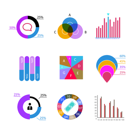 Vector infographic elements. Charts, diagrams and graphsのイラスト素材