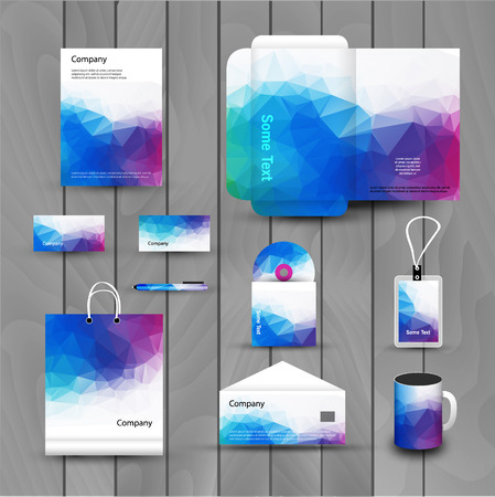 Corporate brand Business identity design Template Layout. Letter, Letterhead, Folder, card. Vector company triangle style branding design layout. Brand id theme.のイラスト素材