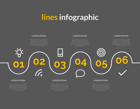 Infographic with circles pointers. 6 steps concept.のイラスト素材
