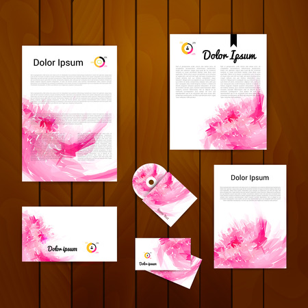 Abstract Corporate identity pink template. Vector company spots style for brandbook and guidelineのイラスト素材