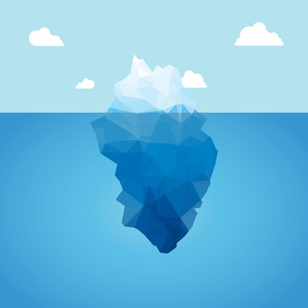 Vector 3d iceberg illustration concept. Success, clean blue cold sea or ocean conceptのイラスト素材