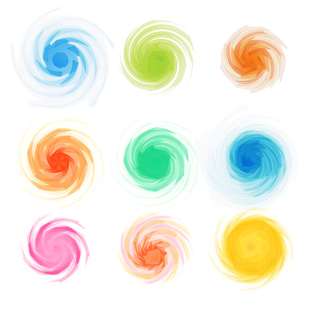 Set of vector triangle round patterns. Kaleidoscope flower mandala. Modern design templates, vector illustration mosaic.のイラスト素材